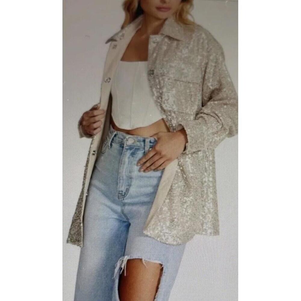 BB DAKOTA STEVE MADDEN BNWT Silver Glitter Sweet Jacket Size S